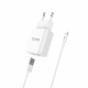 Home Charger 2.1A 2U Lightning Cable (1m) Hoco C62A White