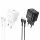 Home Charger 30W PD C to C Cable (1m) Hoco N32 Glory — black