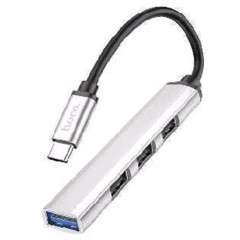 USB HUB : USB C To 4 USB — Hoco HB26  — Silver