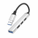 USB HUB : USB C To 4 USB — Hoco HB26  — Silver