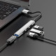 USB HUB : USB C To 4 USB — Hoco HB26  — Silver