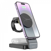 Magnetic Wireless Charger 3 in 1 Hoco CQ3 — Black