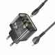 Home Charger 20W 1U 1C PD QC3.0 C to C Cable (1m) Hoco N34 Dazzling — Transparent Black