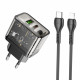 Home Charger 20W 1U 1C PD QC3.0 C to Lightning Cable (1m) Hoco N34 Dazzling — Transparent Black