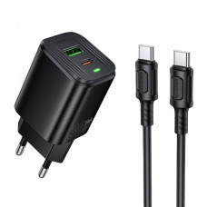Home Charger | 30W | PD | QC3.0 | C to C Cable (1m) — Borofone BAS85A