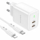 Home Charger 35W 2 PD3.0 C to Lightning Cable (1m) Borofone BN9 — White