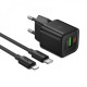 Home Charger | 20W | PD | QC3.0 | C to Lightning Cable (1m) — Hoco N65 — Black