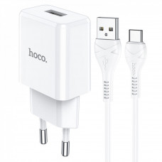 Home Charger 2.1A 1U USB C Cable (1m) Hoco N9 — White