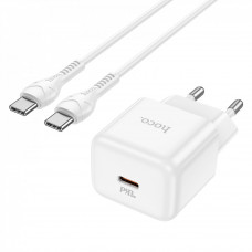 Home Charger 30W PD C to C Cable (1m) Hoco N32 Glory — white