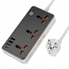 Мережевий фільтр 2500W 3U | 3P | 1C 30W | 3m — Hoco AC8A — Black