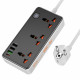 Мережевий фільтр 2500W 3U | 3P | 1C 30W | 3m — Hoco AC8A — Black