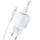 Home Charger 2.4A 2U Lightning Cable (1m) Hoco N8 — White