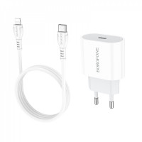 Home Charger 2.1A PD3.0 C to Lightning Cable (1m) Borofone BA61A — White