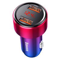 Car Charger 45W 2U Digital Display Baseus (CCMLC20A) Magic Series Dual QC for intelligent quick charging — CCMLC20A-09 Red