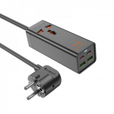 Мережевий фільтр 2500W 2U | 1P | 2C 65W | 1.5m — Hoco AC10A  — Black