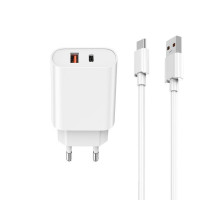 Home Charger 20W PD QC3.0 USB C Cable (1m) WiWU Wi-U002 — White