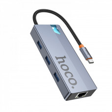 HUB USB C To HDTV ; RJ45 ; PD ; 3USB — Hoco HB51
