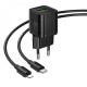 Home Charger | 20W | PD | QC3.0 | C to Lightning Cable (1m) — Hoco N65 — Black