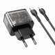 Home Charger 20W 1U 1C PD QC3.0 C to Lightning Cable (1m) Hoco N34 Dazzling — Transparent Black