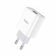 Home Charger | 2.1A | 1U | USB C Cable (1m) — Hoco C81A — White