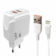 Home Charger 2.4A 2U Lightning Cable (1m) Veron VR-C12L — White