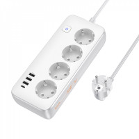 Фільтр живлення 2500W 3U | 4P | 1C 17W | 2m — Hoco AC21 — White