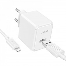 Home Charger | 2.1A | 1U | Lightning Cable (1m) — Hoco CS11A — White