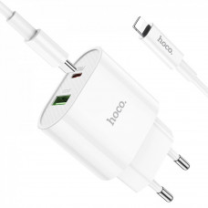 Home Charger 20W PD QC3.0 C to Lightning Cable (1m) Hoco C95A — White