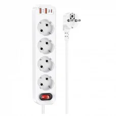 Мережевий фільтр 4000W 2U | 4P | 1C 20W | 1.8m | EU — Hoco NS1 — White